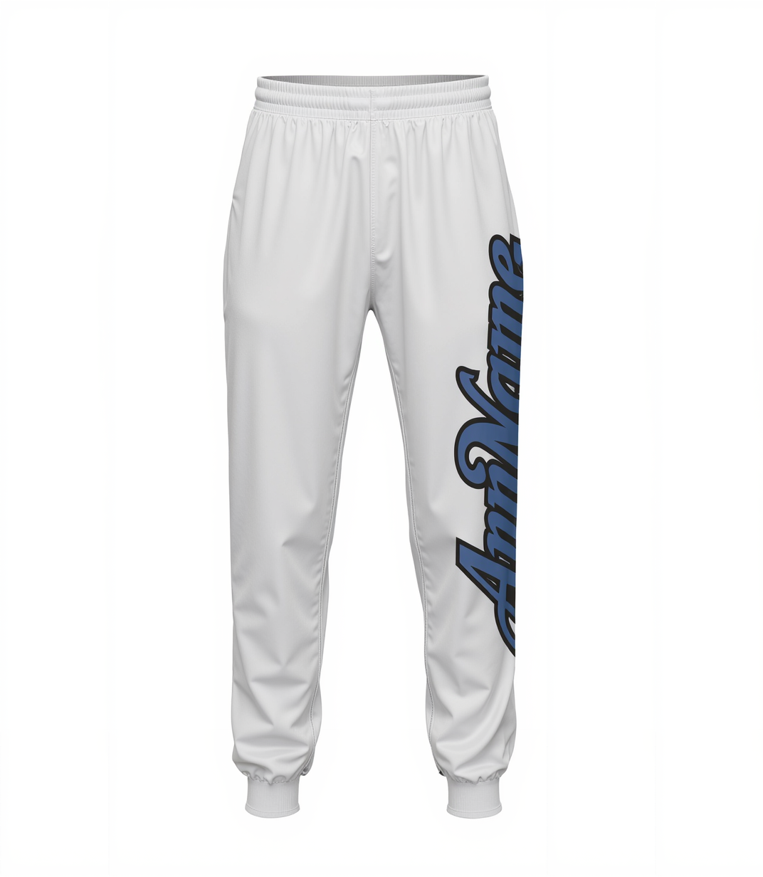 Custom White & Teal/Black Fleece Jogger Sweatpants
