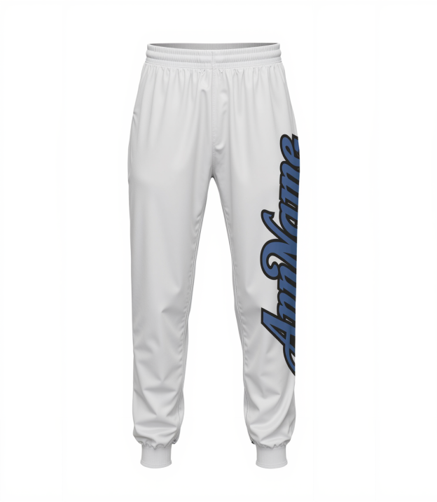 Custom White & Teal/Black Fleece Jogger Sweatpants