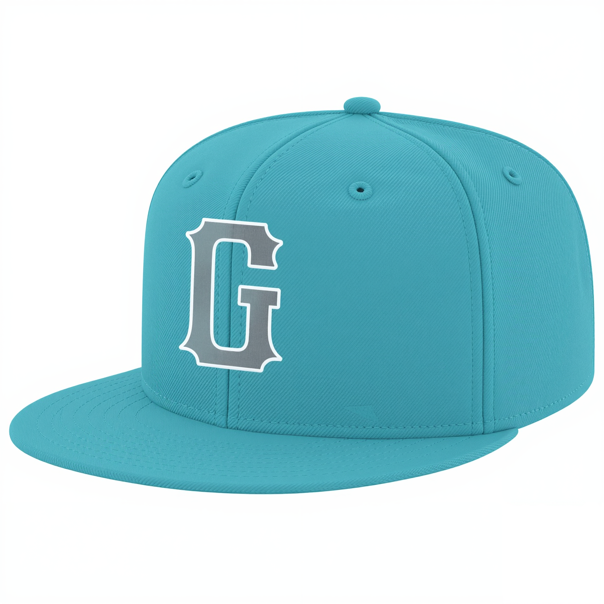 Custom Aqua & Grey/White Stitched Adjustable Snapback Hat