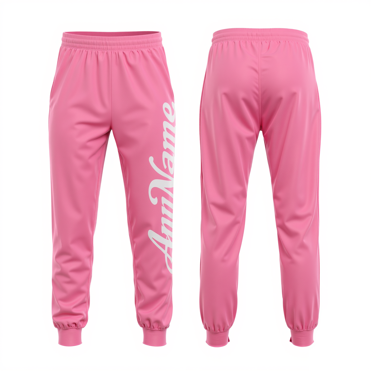 Custom Pink & White Fleece Jogger Sweatpants