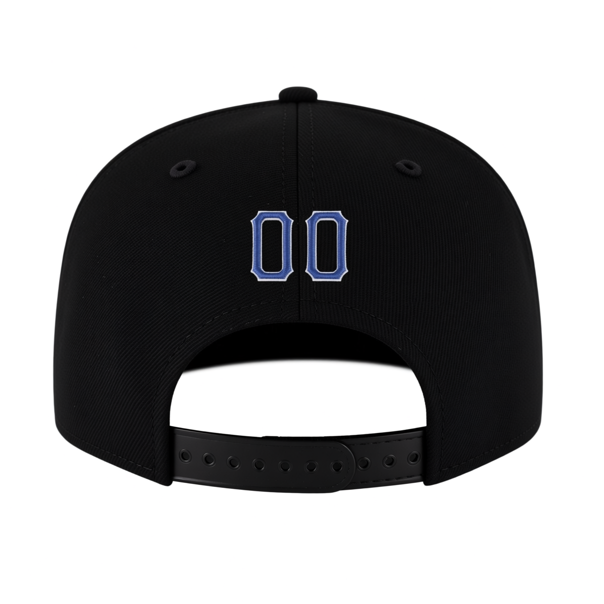 Custom Black & Royal Blue/White Stitched Adjustable Snapback Hat