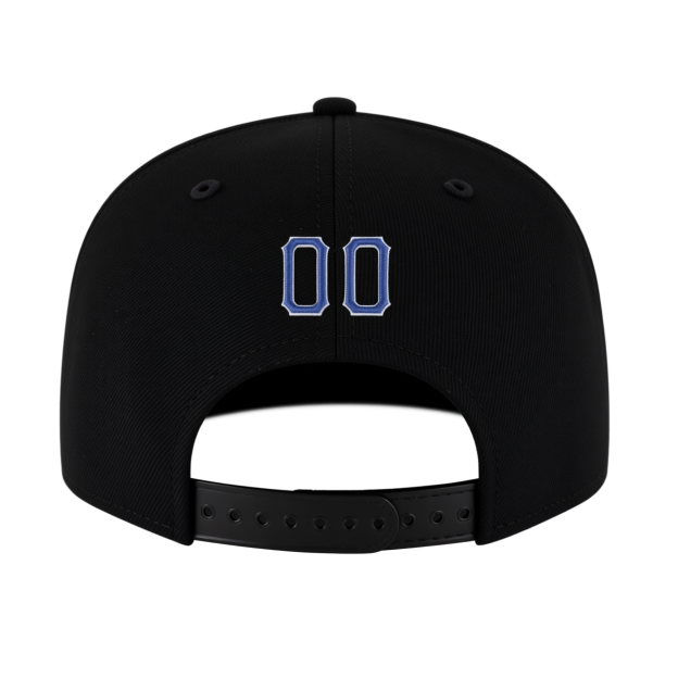 Custom Black & Royal Blue/White Stitched Adjustable Snapback Hat
