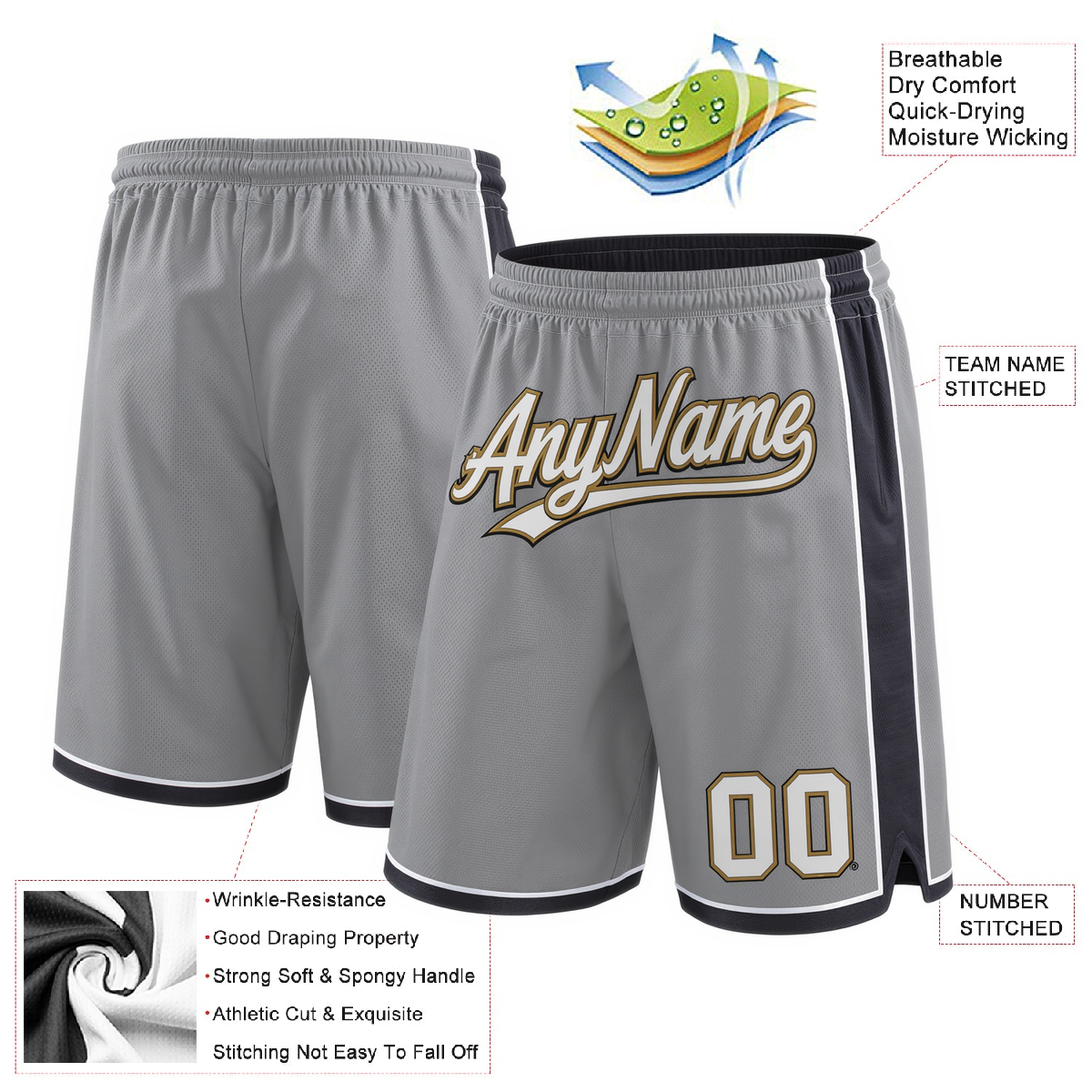 Custom Grey & White/Brown Shorts