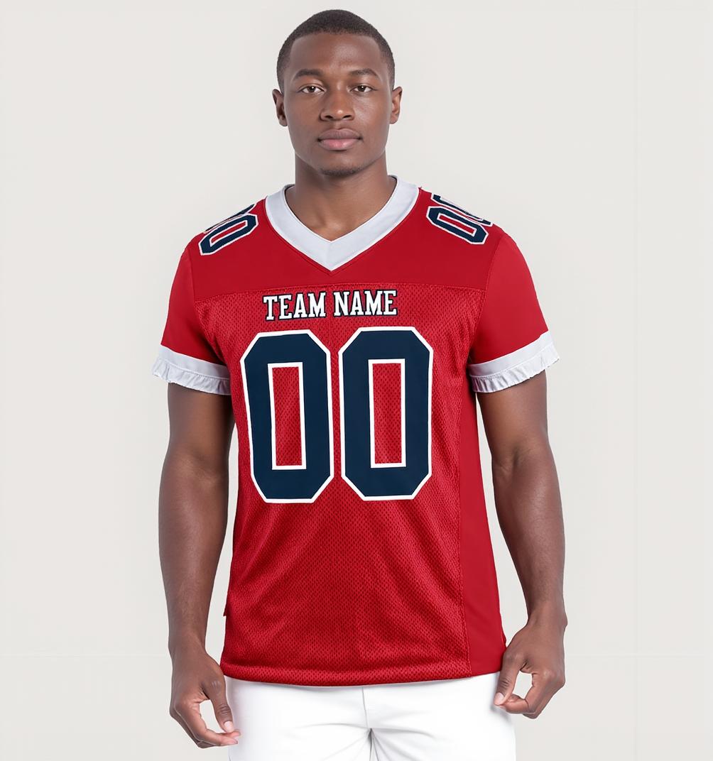 Custom Red & Navy/White Football Jersey