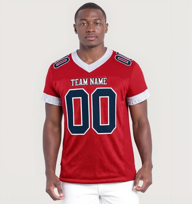 Custom Red & Navy/White Football Jersey