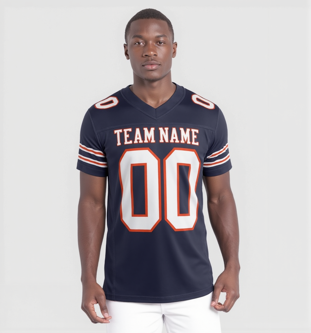 Custom Black & White/Orange Football Jersey