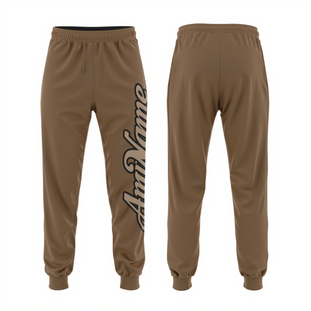 Custom Brown & Beige/Black Fleece Jogger Sweatpants