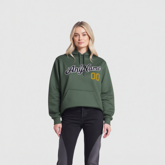 Custom Midnight Green & Yellow/White Pullover Sports Sweatshirt Hoodie