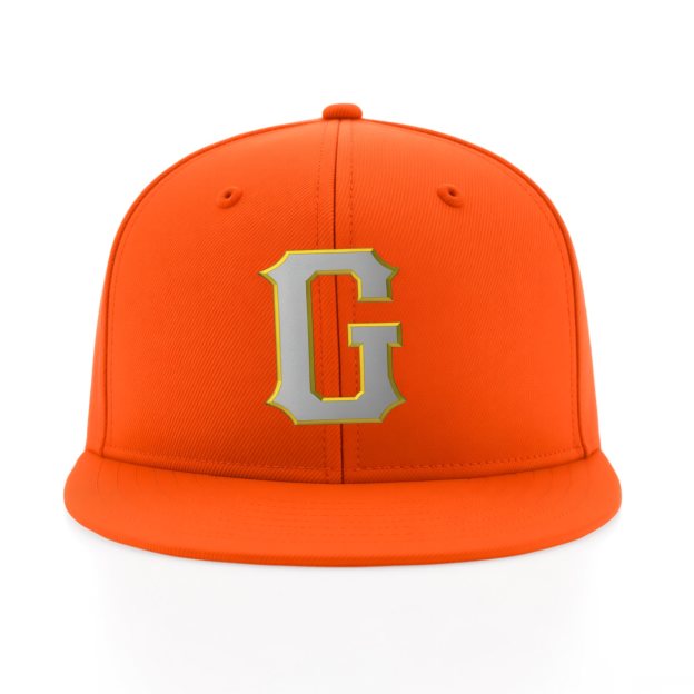 Custom Orange & Sliver/Yellow Stitched Adjustable Snapback Hat