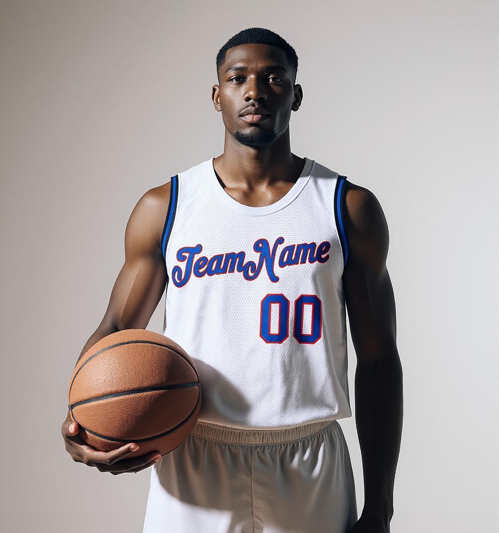 Custom White & Royal/Red Basketball City Edition Jersey