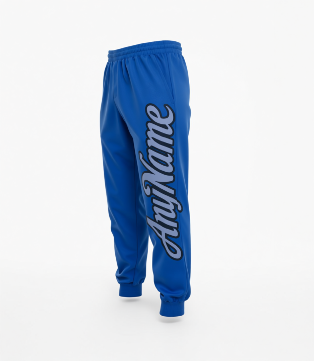 Custom Blue & Light Blue/Black Fleece Jogger Sweatpants
