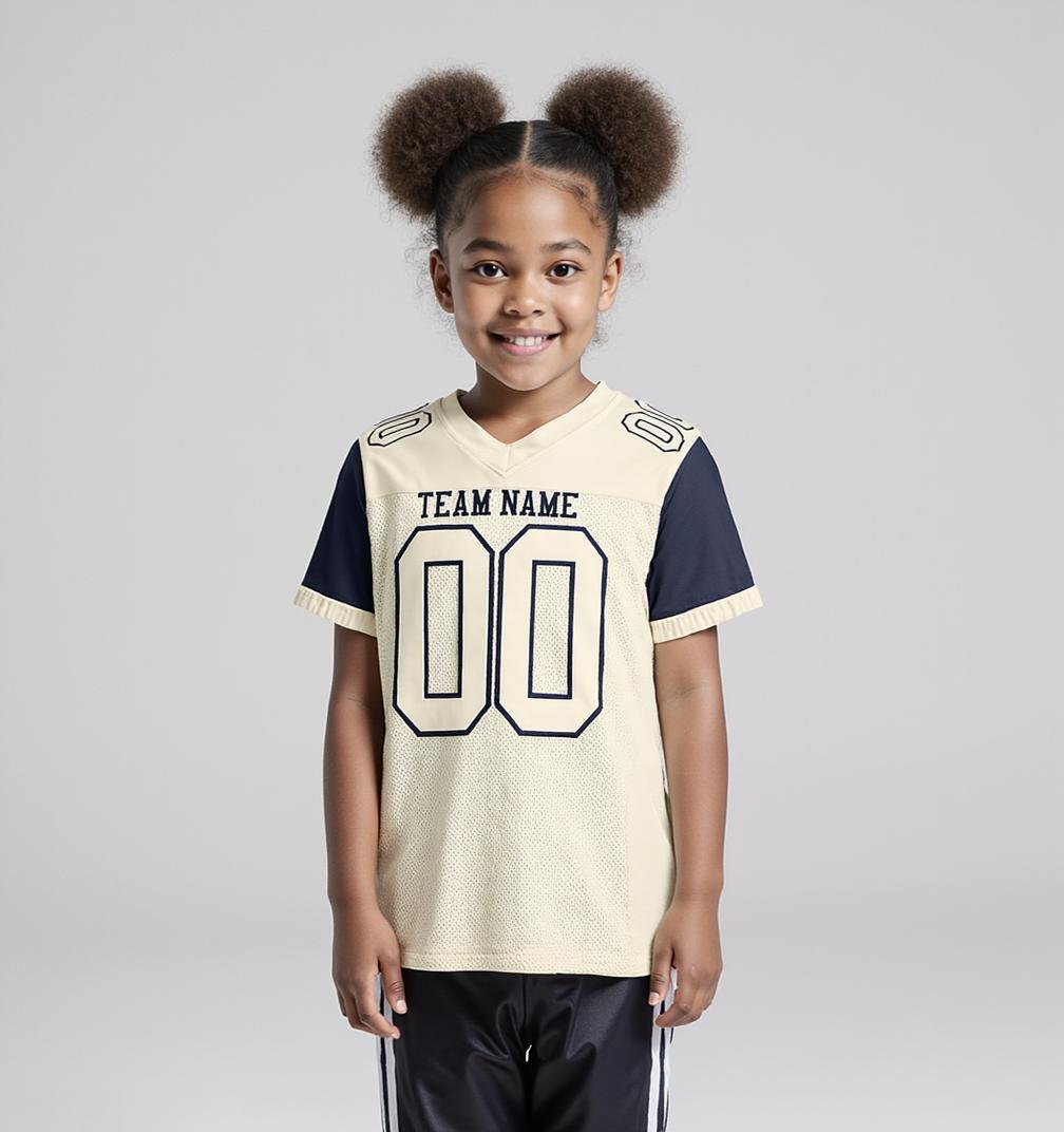 Custom Cream & Navy Football Jersey