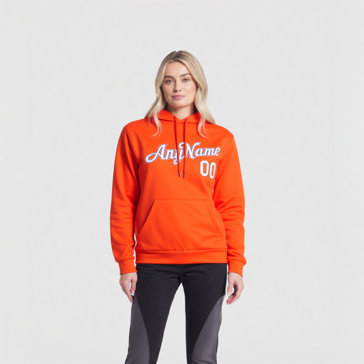 Custom Orange & White/Grey Pullover Sports Sweatshirt Hoodie