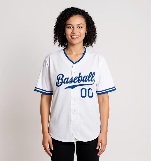 Custom White & Royal Blue Baseball Jersey