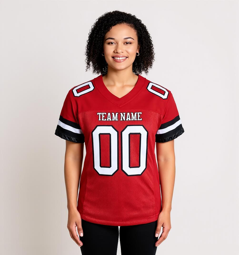 Custom Red & White/Black Football Jersey