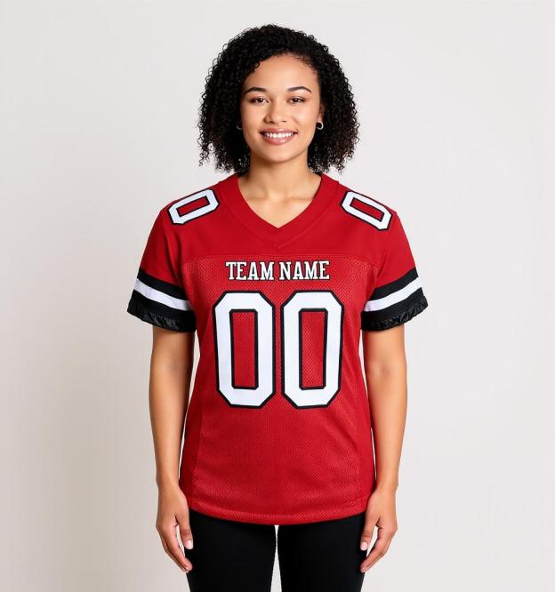 Custom Red & White/Black Football Jersey