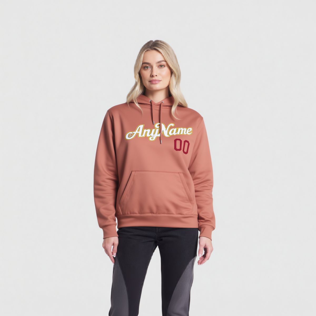 Custom Pink & White/Gold Pullover Sports Sweatshirt Hoodie