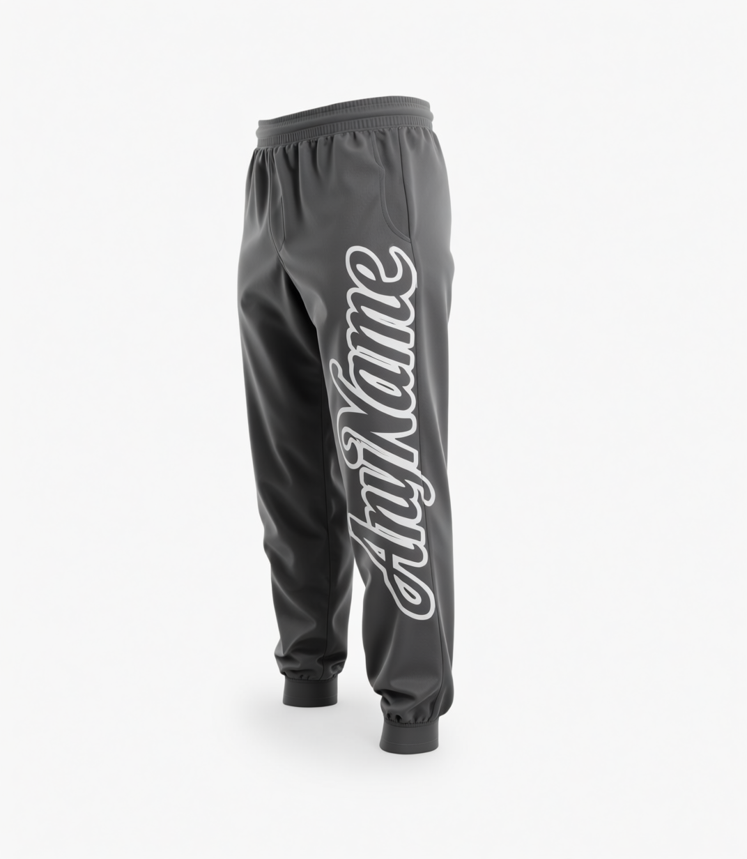 Custom Grey & White Fleece Jogger Sweatpants