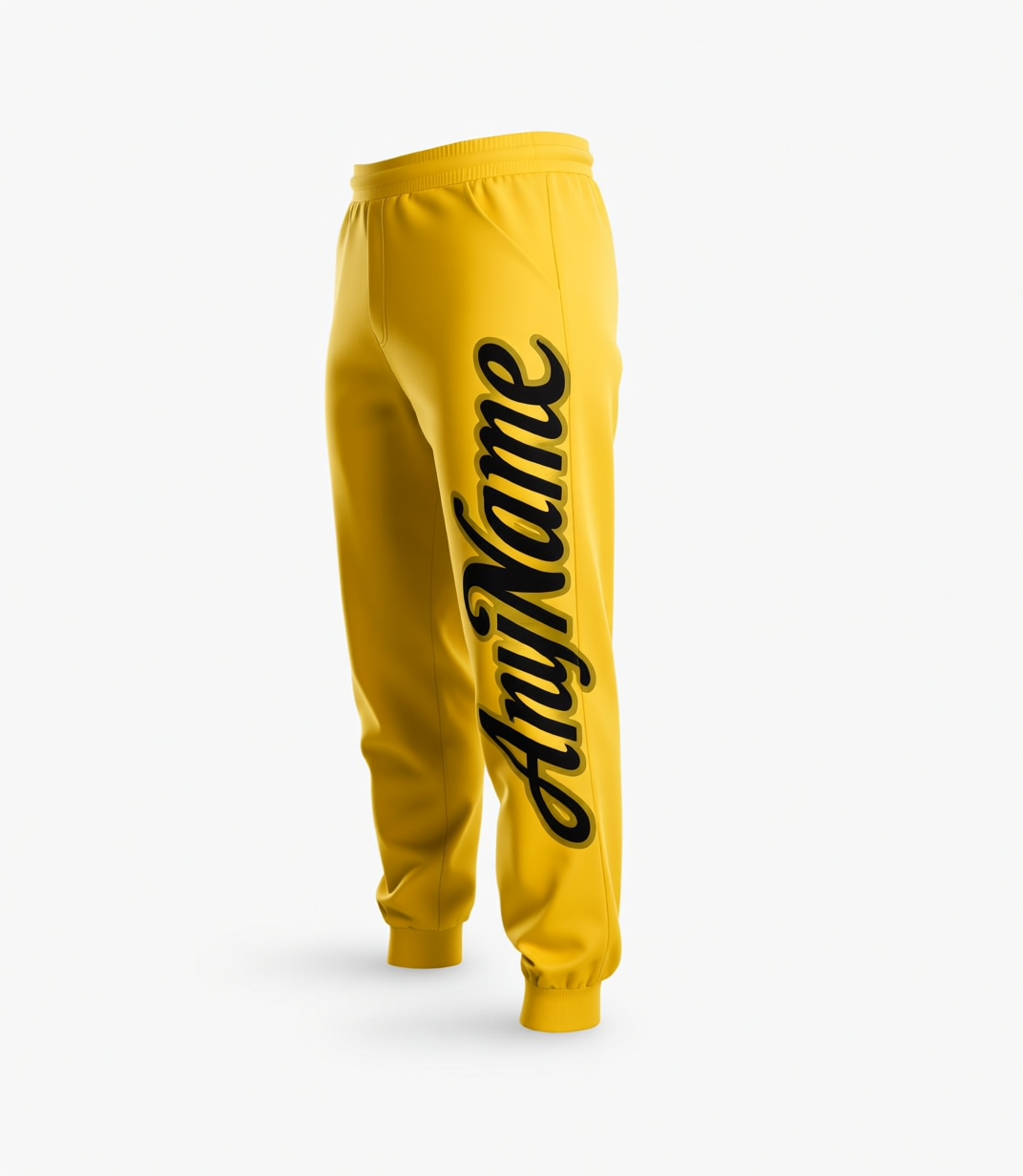 Custom Yellow & Black Fleece Jogger Sweatpants