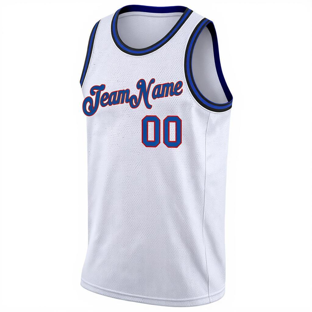 Custom White & Royal/Red Basketball City Edition Jersey