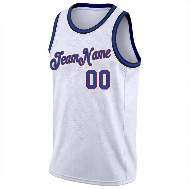 Custom White & Royal/Red Basketball City Edition Jersey