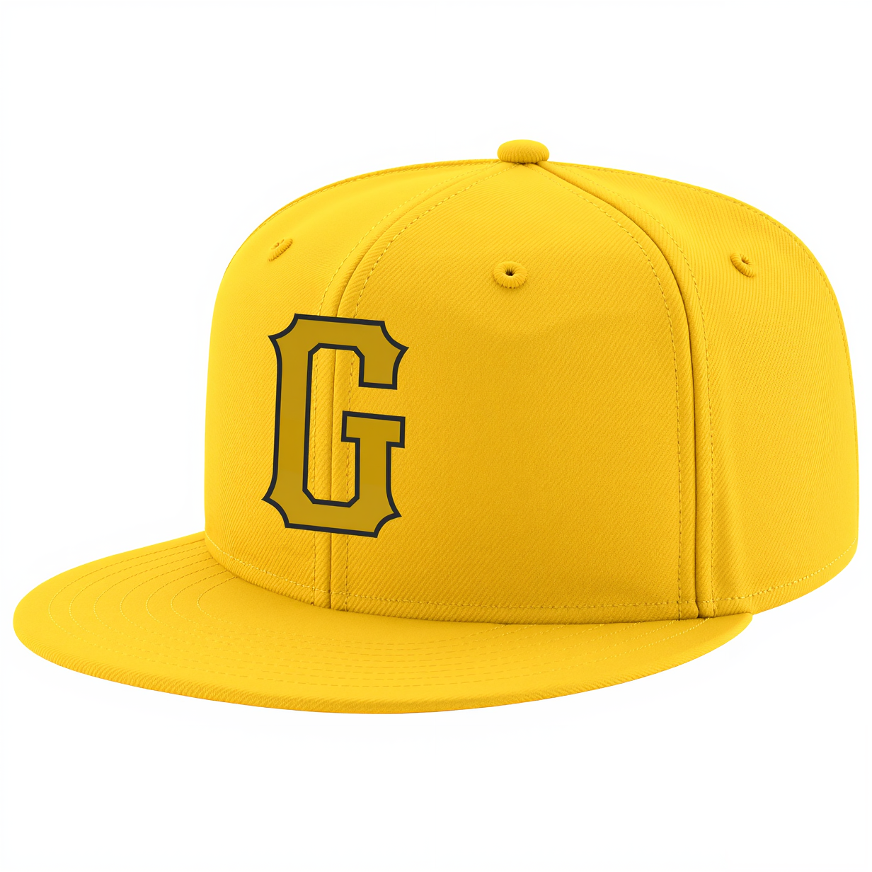 Custom Yellow & Navy/Gold Stitched Adjustable Snapback Hat