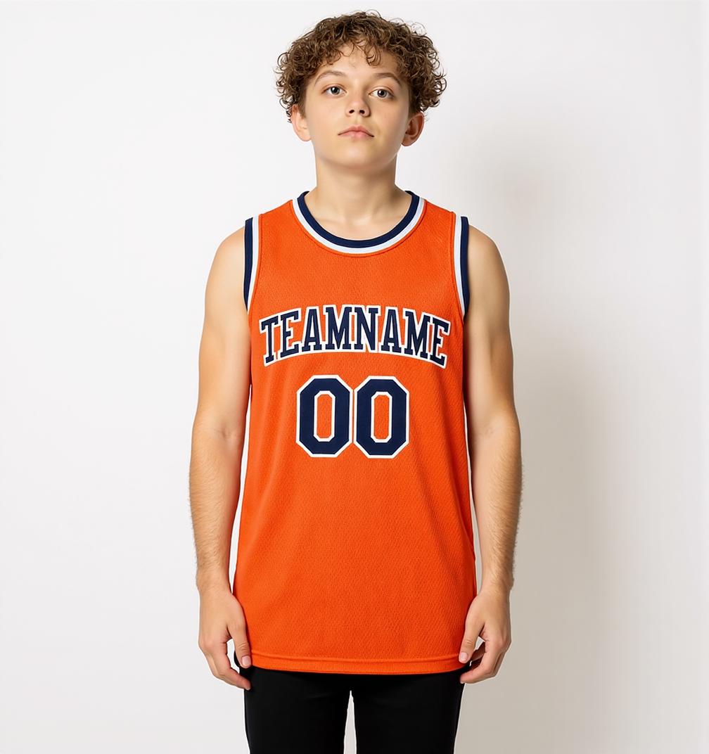 Custom Orange & Navy/White Basketball City Edition Jersey