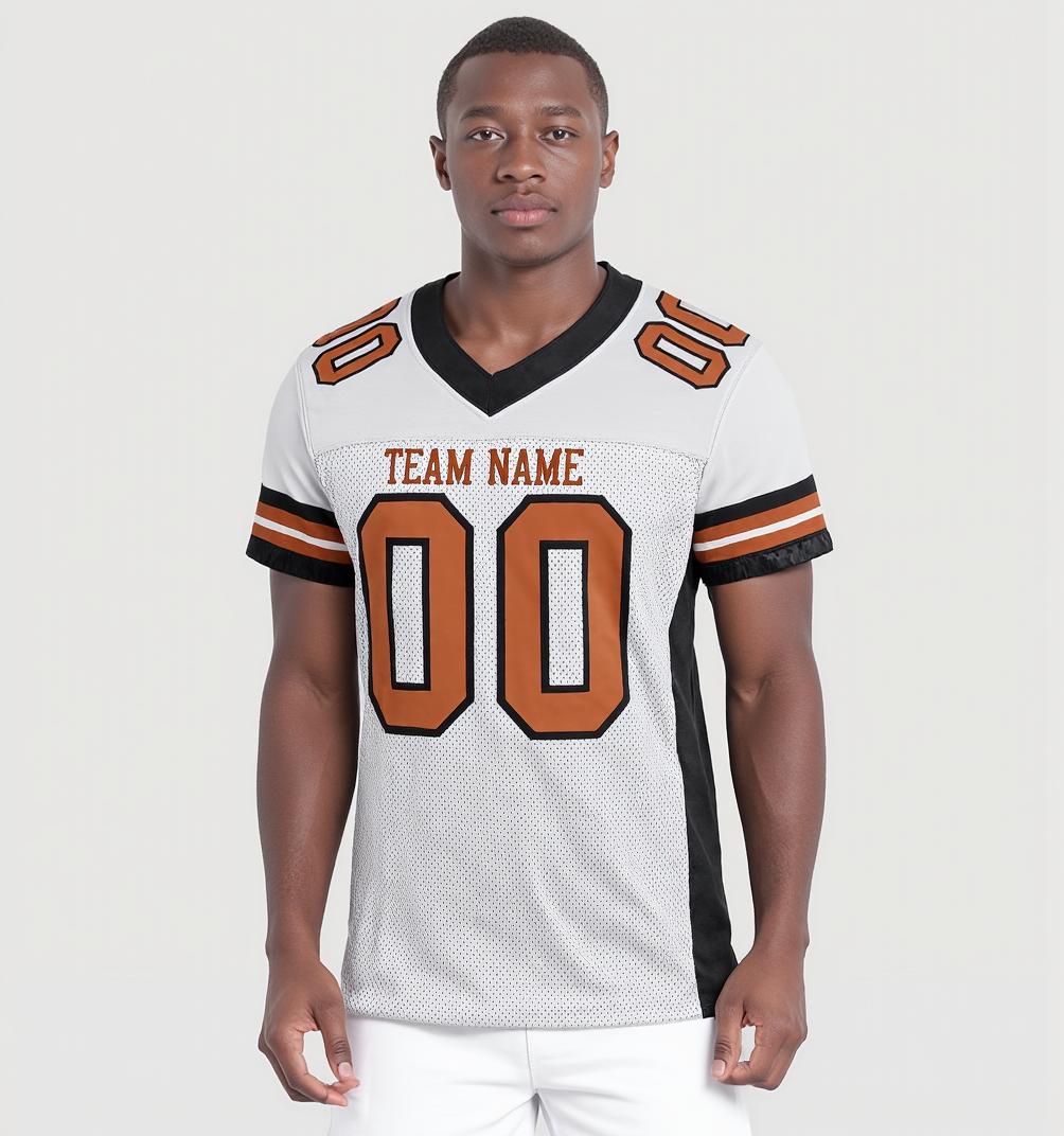 Custom White & Brown/Black Throwback Football Jersey