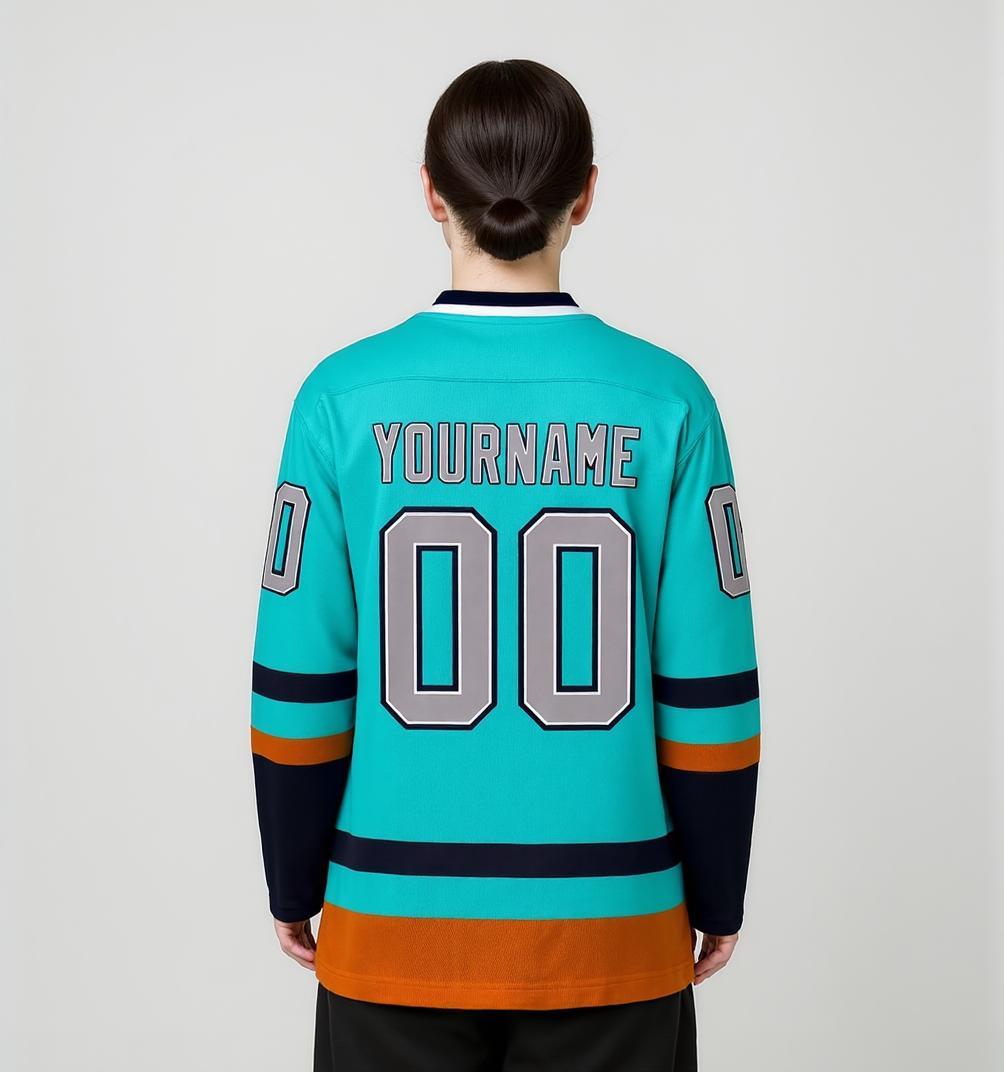 Custom Aqua & Grey/Black Hockey Jersey