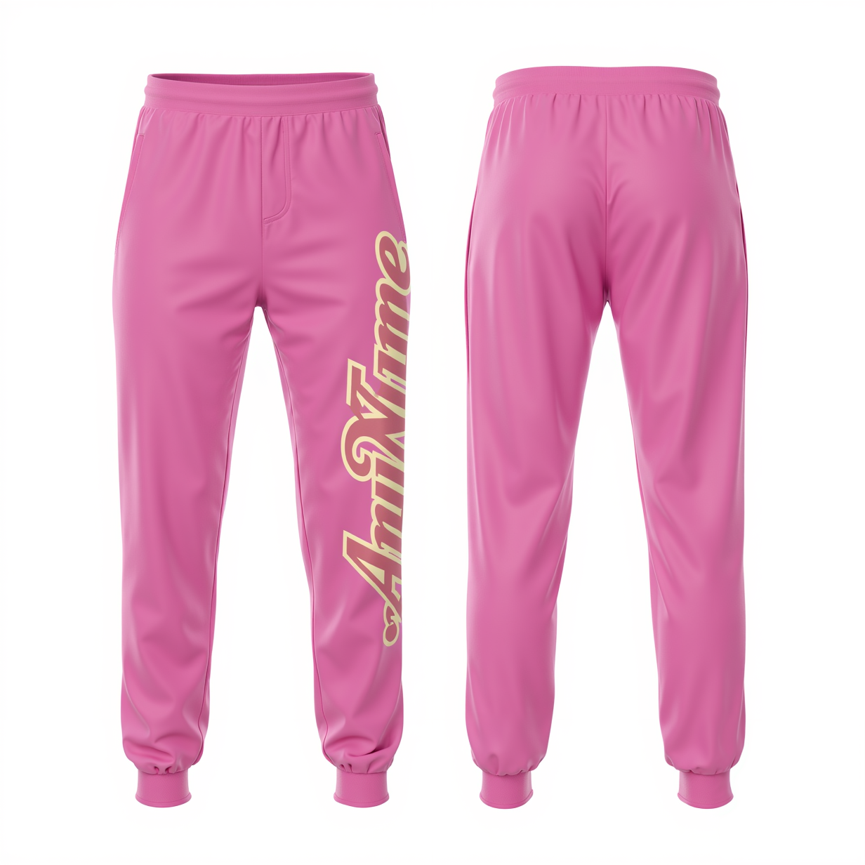 Custom Pink & White Fleece Jogger Sweatpants