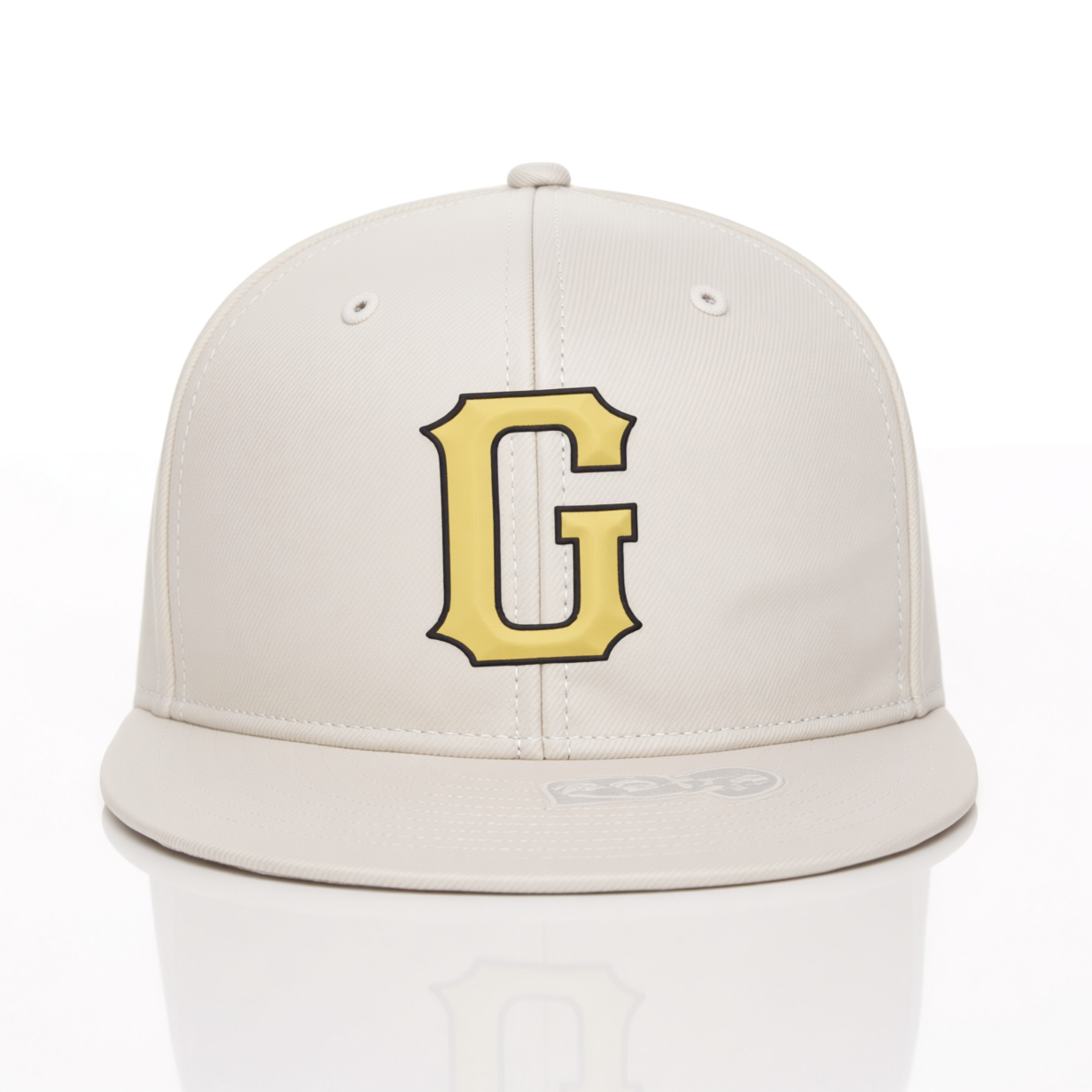 Custom White & Cream/Black Stitched Adjustable Snapback Hat