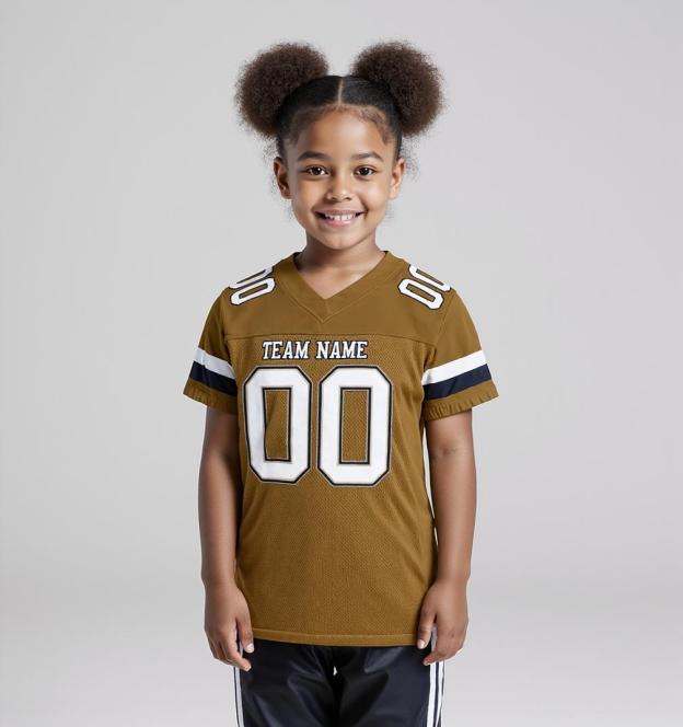 Custom Golden Brown & White/Black Football Jersey