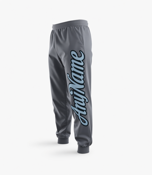 Custom Grey & Blue/Black Fleece Jogger Sweatpants