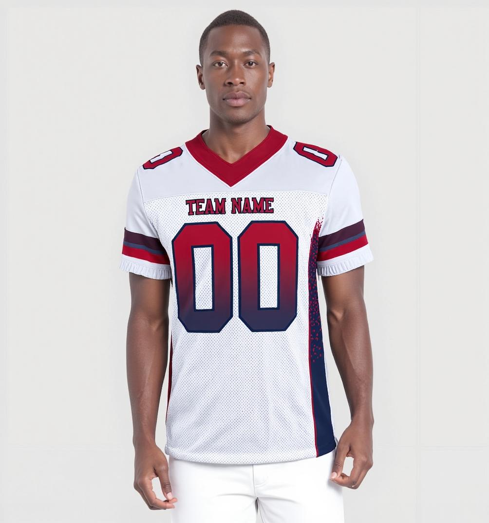 Custom White & Red/Blue Football Jersey