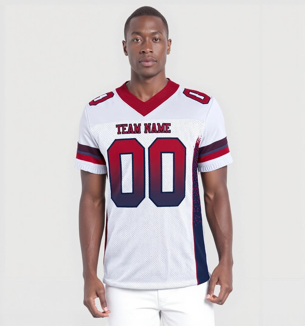 Custom White & Red/Blue Football Jersey