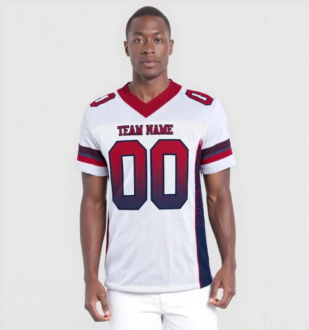 Custom White & Red/Blue Football Jersey