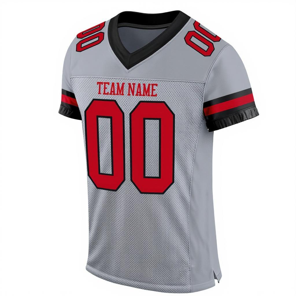 Custom Grey & Red/Black Football Jersey
