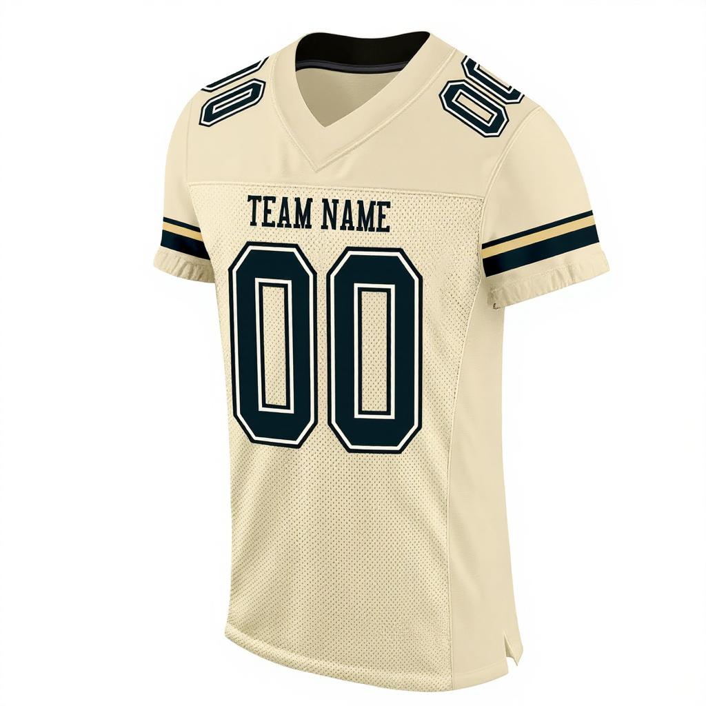 Custom Cream & Navy/White Football Jersey