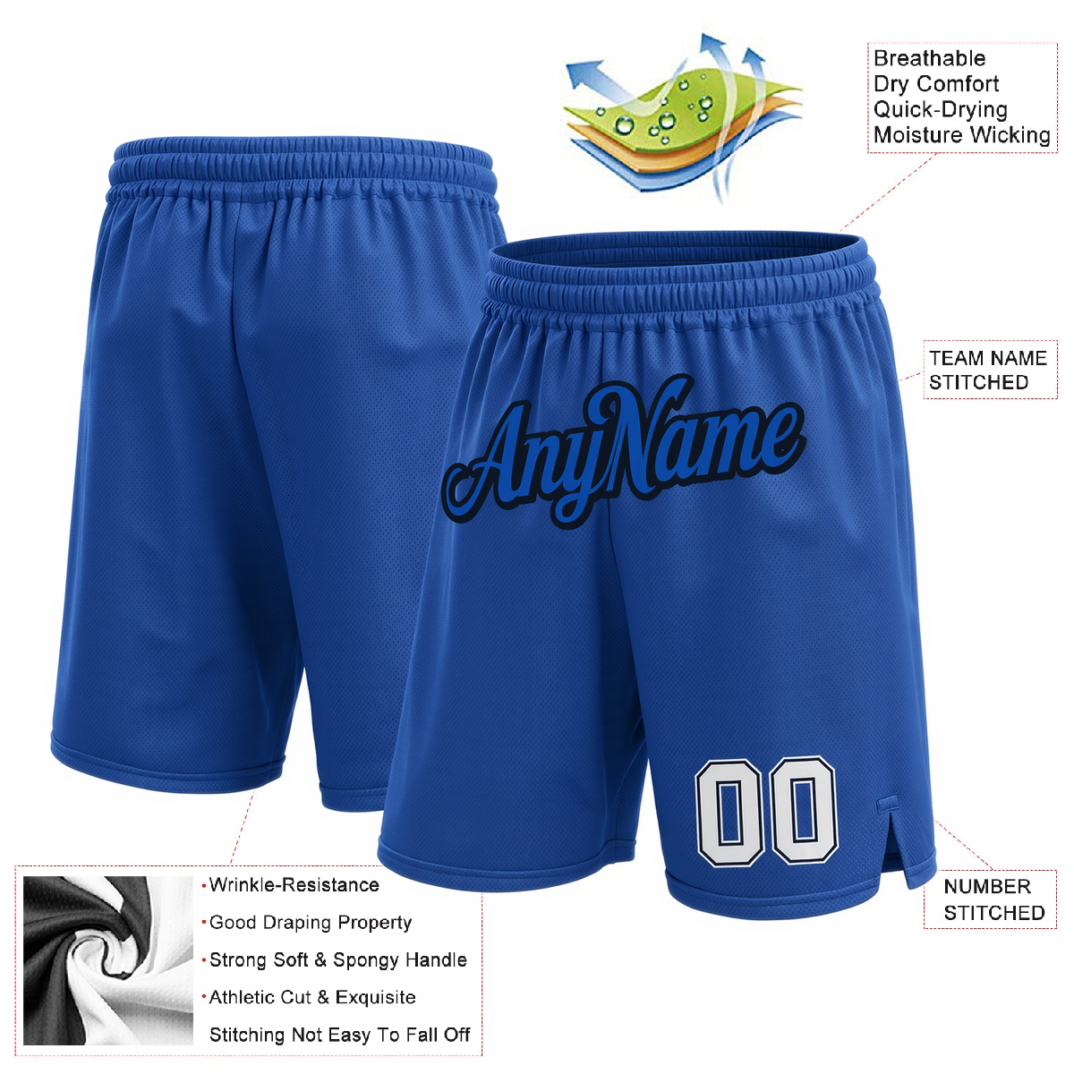 Custom Blue & White/Black Shorts