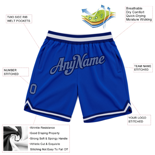 Custom Royal Blue & Navy/White Throwback Shorts