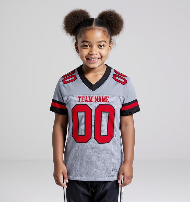 Custom Grey & Red/Black Football Jersey