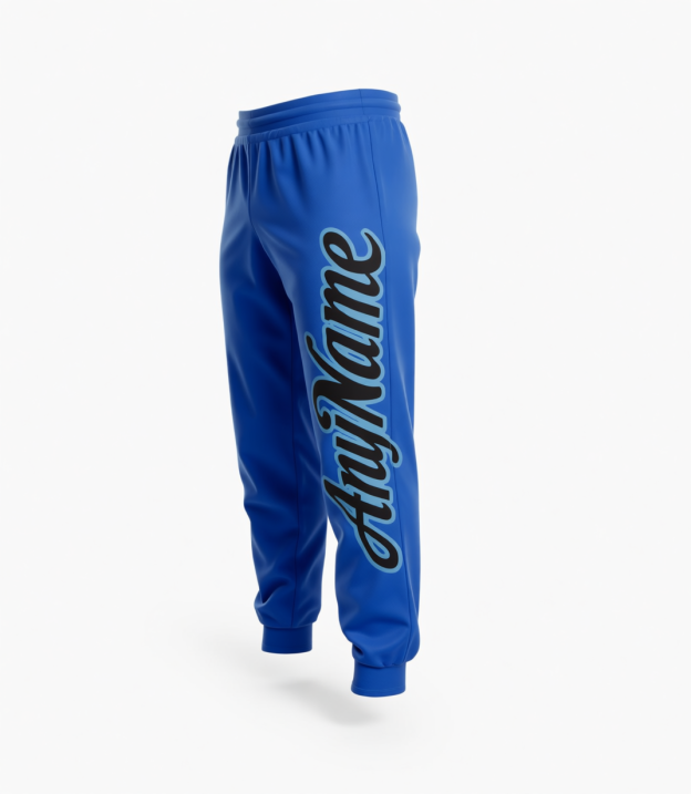 Custom Blue & Black Fleece Jogger Sweatpants