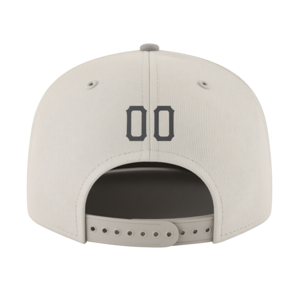 Custom Cream & White/Grey Stitched Adjustable Snapback Hat