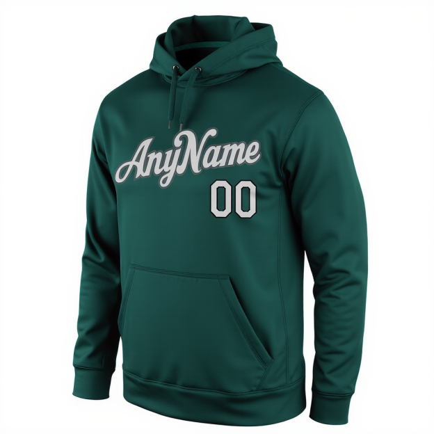 Custom Midnight Green & Grey/Black Pullover Sports Sweatshirt Hoodie