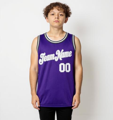 Custom Purple & White/Black Basketball City Edition Jersey