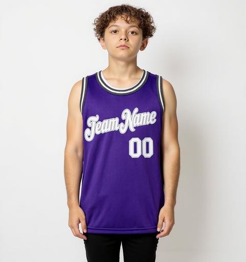 Custom Purple & White/Black Basketball City Edition Jersey