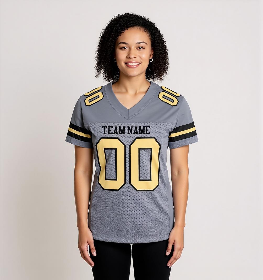 Custom Grey & Gold/Black Football Jersey