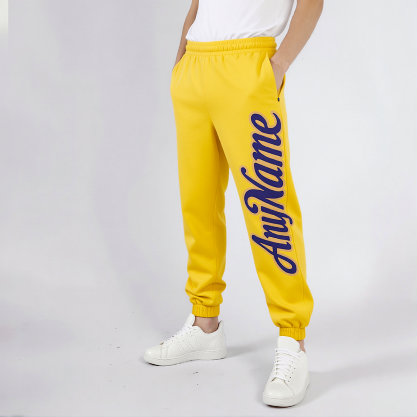 Custom Yellow & Purple/Gold Fleece Jogger Sweatpants