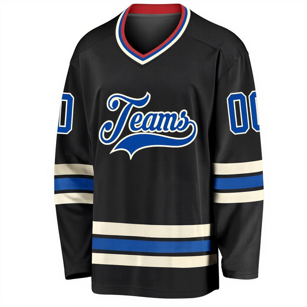 Custom Black & Blue/White Hockey Jersey