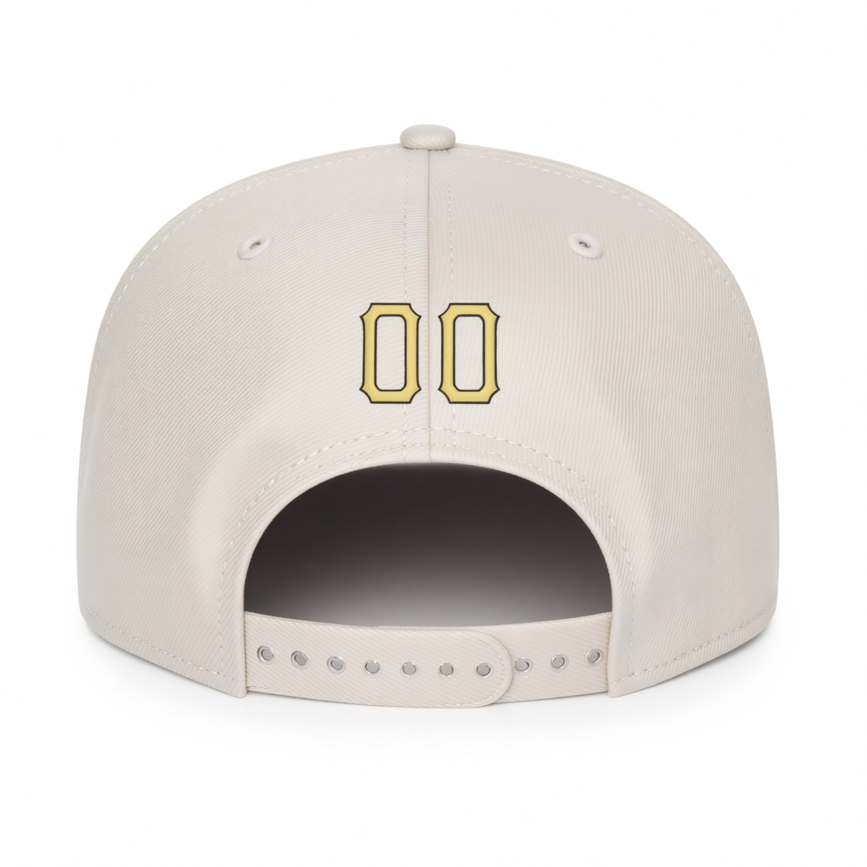 Custom White & Cream/Black Stitched Adjustable Snapback Hat